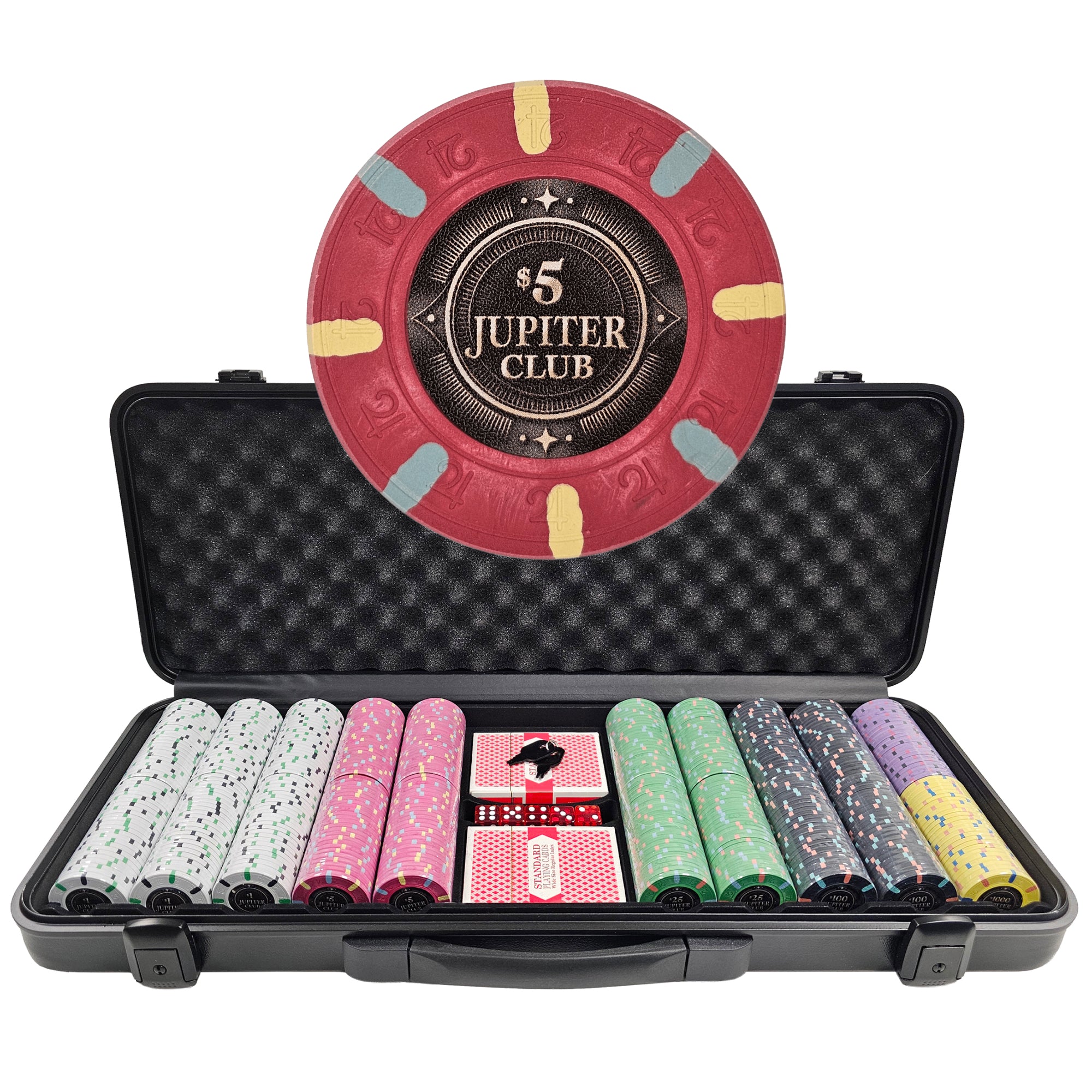 Jupiter Club 43mm Oversized Pre-built Poker Chip Set (500-count