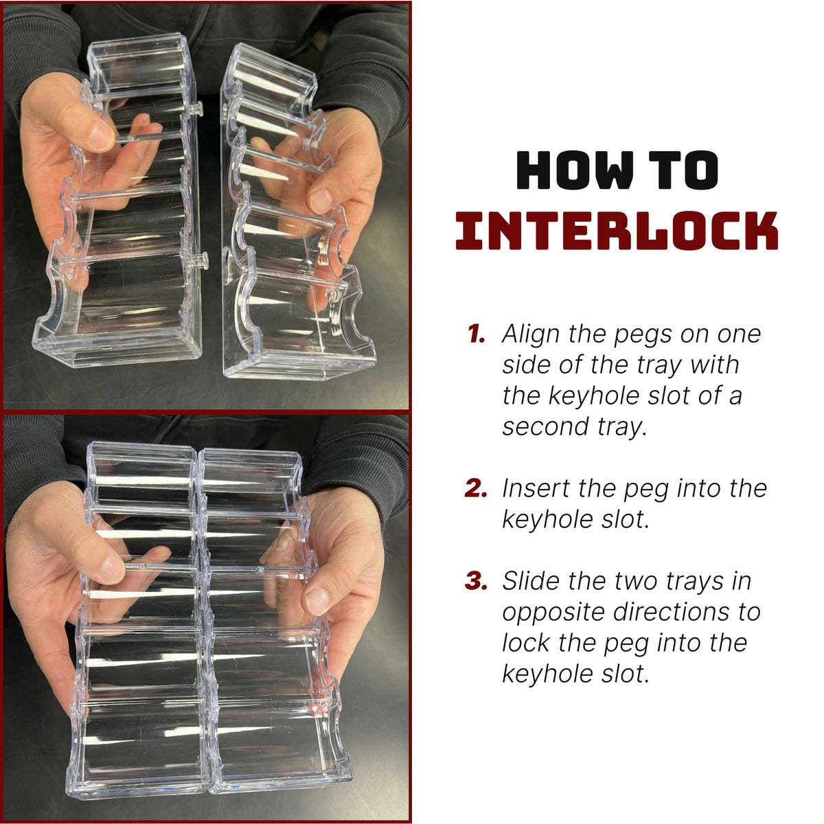 Oversize 43mm Poker Chip Tray, Interlocking Design